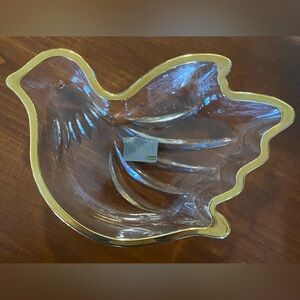 Mikasa Dove Gold Rim Crystal Glass Dish